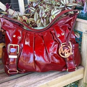 Michael Kors Deep Red Leather Shoulder Bag